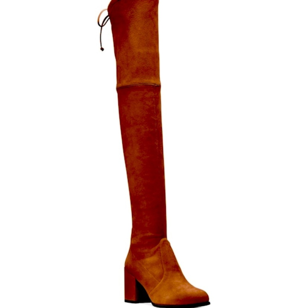 Stuart Weitzman OTK suede boots, dark chocolate color.